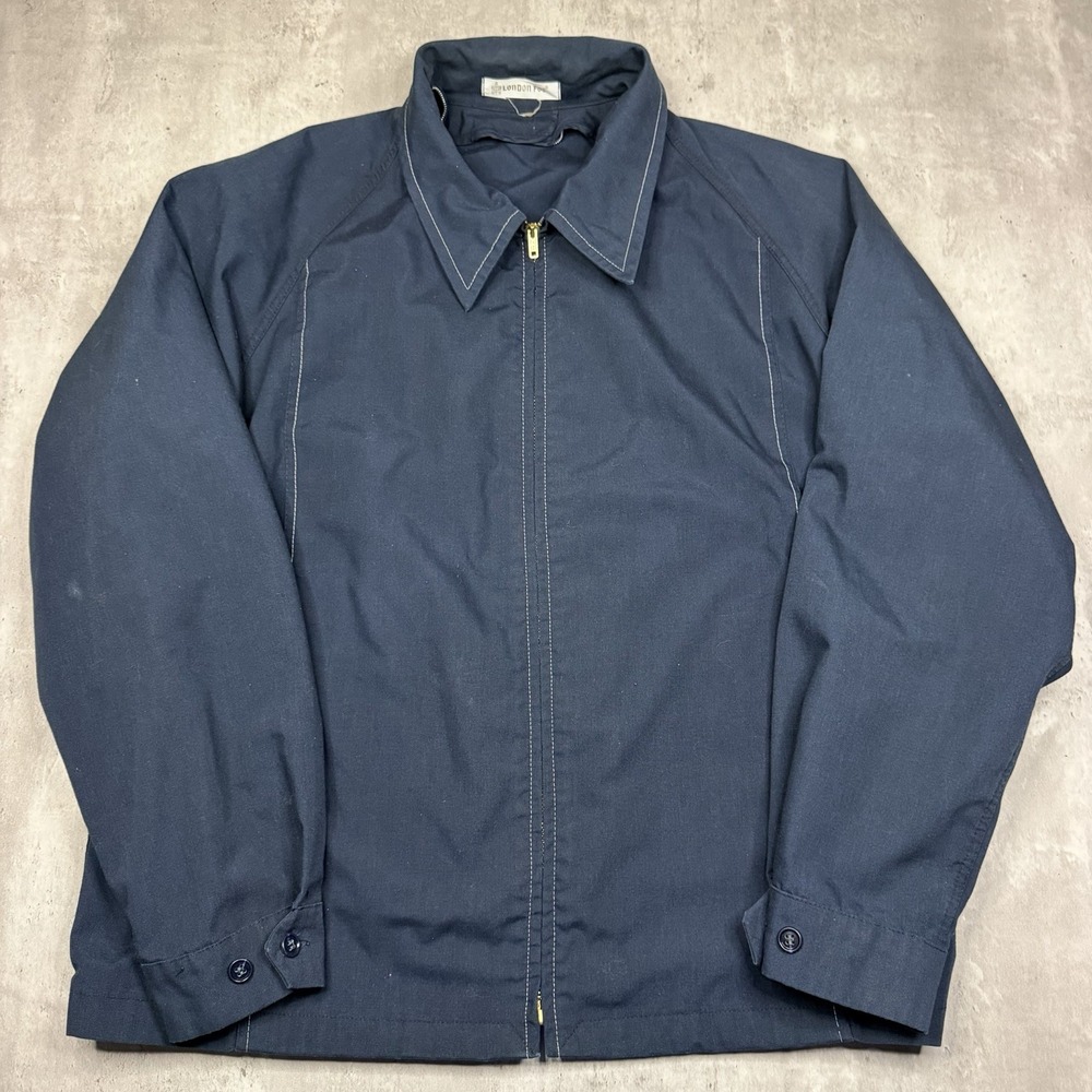 Vintage 70s London Fog Blue Harrington Workwear Jacket Size 44 Reg Talon Zipper